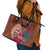 Chamorro Biba Guam Leather Tote Bag Latte Stone Tribal and Hibiscus Flower Tapa Pattern