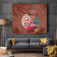 Chamorro Biba Guam Tapestry Latte Stone Tribal and Hibiscus Flower Tapa Pattern