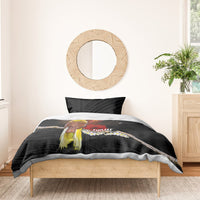 Papua New Guinea Remembrance Day Bedding Set Bird of Paradise Plumeria Flower and Polynesian Pattern