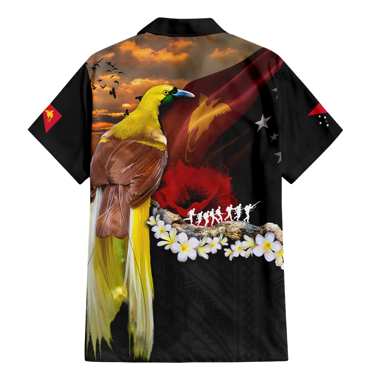 Papua New Guinea Remembrance Day Family Matching Mermaid Dress and Hawaiian Shirt Bird of Paradise Plumeria Flower and Polynesian Pattern LT03 - Polynesian Pride