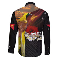 Papua New Guinea Remembrance Day Family Matching Off The Shoulder Long Sleeve Dress and Hawaiian Shirt Bird of Paradise Plumeria Flower and Polynesian Pattern