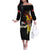 Papua New Guinea Remembrance Day Family Matching Off The Shoulder Long Sleeve Dress and Hawaiian Shirt Bird of Paradise Plumeria Flower and Polynesian Pattern