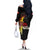 Papua New Guinea Remembrance Day Family Matching Off The Shoulder Long Sleeve Dress and Hawaiian Shirt Bird of Paradise Plumeria Flower and Polynesian Pattern