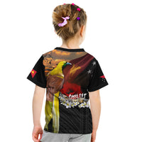 Papua New Guinea Remembrance Day Kid T Shirt Bird of Paradise Plumeria Flower and Polynesian Pattern