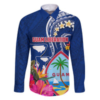 Guam Liberation Family Matching Off The Shoulder Long Sleeve Dress and Hawaiian Shirt Latte Stone and Guahan Seal Jungle Flower