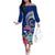 Guam Liberation Family Matching Off The Shoulder Long Sleeve Dress and Hawaiian Shirt Latte Stone and Guahan Seal Jungle Flower
