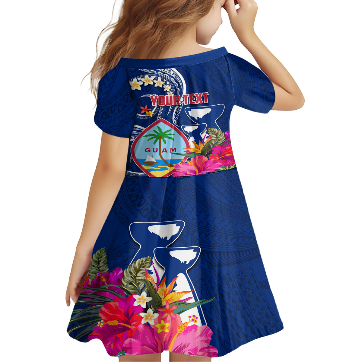 Guam Liberation Family Matching Short Sleeve Bodycon Dress and Hawaiian Shirt Latte Stone and Guahan Seal Jungle Flower