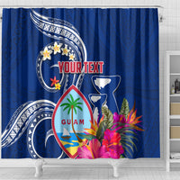 Personalised Guam Liberation Shower Curtain Latte Stone and Guahan Seal Jungle Flower