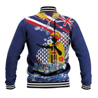 Hawaii King Kamehameha Day Baseball Jacket Lei Sea Waves Polynesian Tapa Pattern