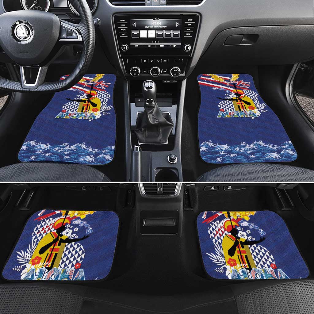 Hawaii King Kamehameha Day Car Mats Lei Sea Waves Polynesian Tapa Pattern