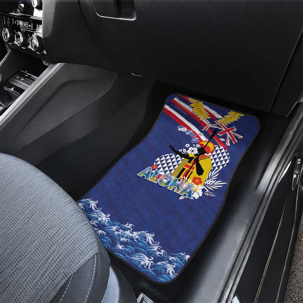 Hawaii King Kamehameha Day Car Mats Lei Sea Waves Polynesian Tapa Pattern