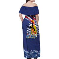Hawaii King Kamehameha Day Family Matching Off Shoulder Maxi Dress and Hawaiian Shirt Lei Sea Waves Polynesian Tapa Pattern LT03 - Polynesian Pride
