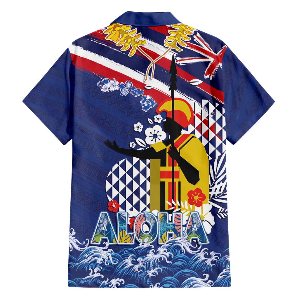 Hawaii King Kamehameha Day Family Matching Puletasi and Hawaiian Shirt Lei Sea Waves Polynesian Tapa Pattern