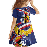 Hawaii King Kamehameha Day Family Matching Summer Maxi Dress and Hawaiian Shirt Lei Sea Waves Polynesian Tapa Pattern