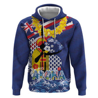 Hawaii King Kamehameha Day Hoodie Lei Sea Waves Polynesian Tapa Pattern