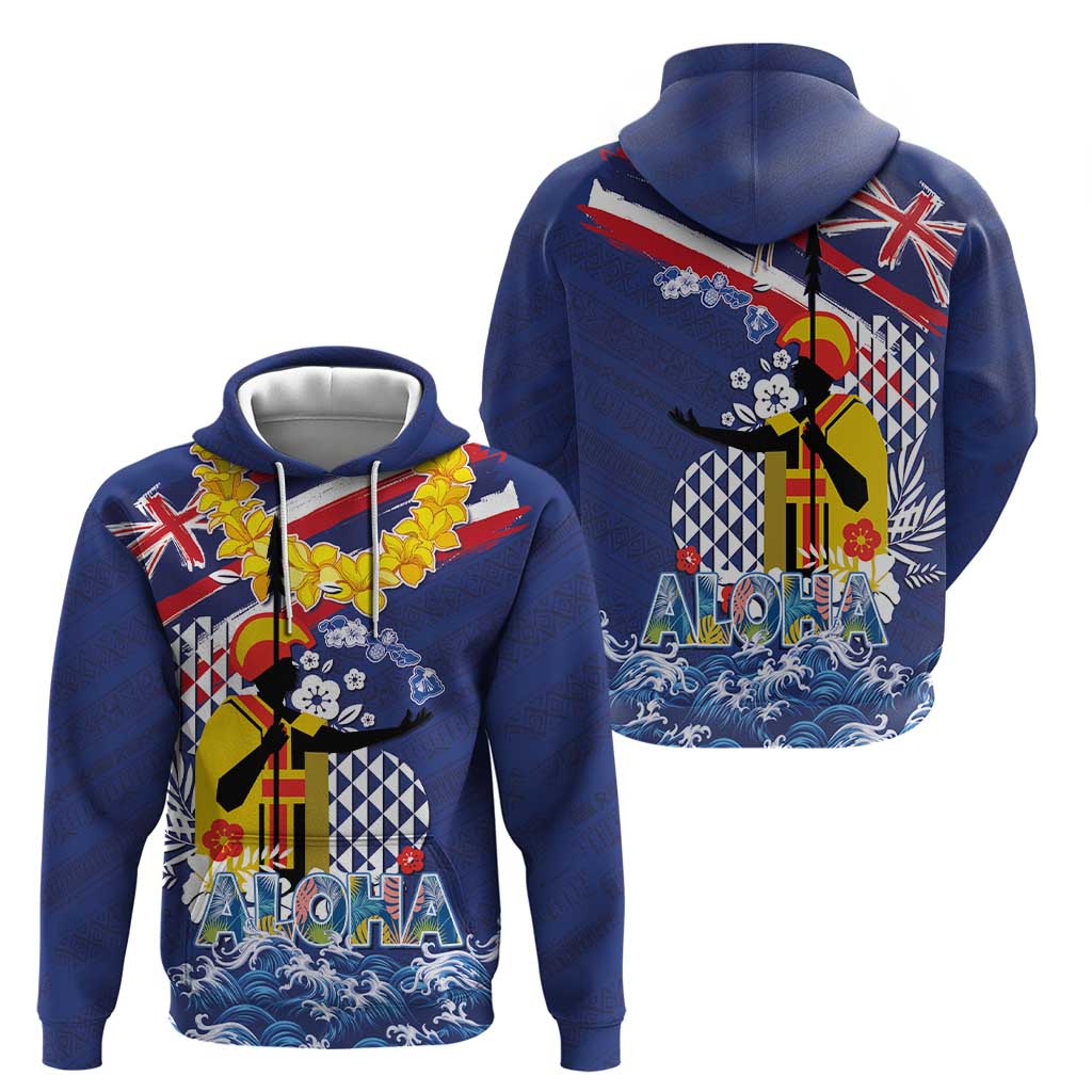 Hawaii King Kamehameha Day Hoodie Lei Sea Waves Polynesian Tapa Pattern