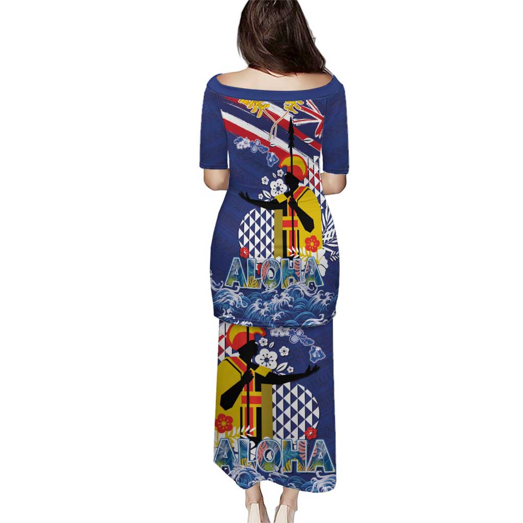 Hawaii King Kamehameha Day Puletasi Lei Sea Waves Polynesian Tapa Pattern