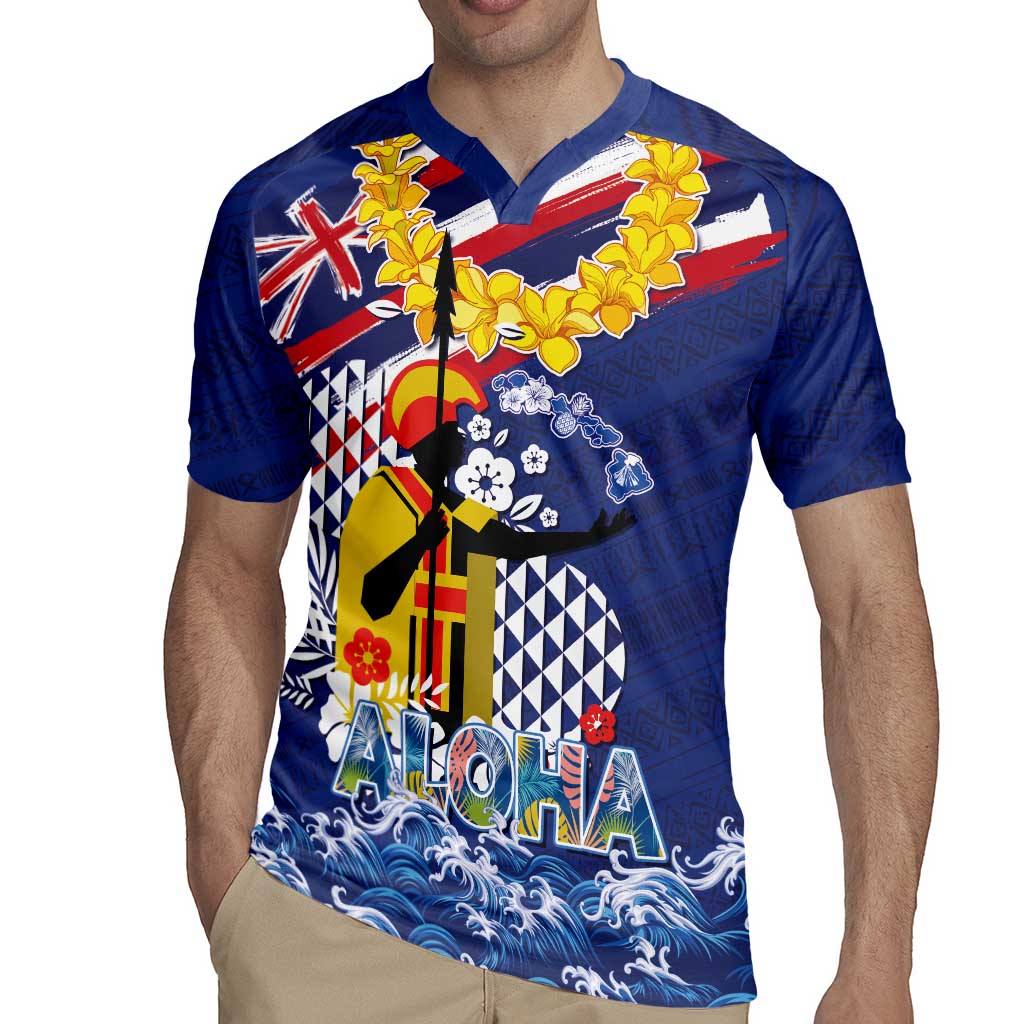 Hawaii King Kamehameha Day Rugby Jersey Lei Sea Waves Polynesian Tapa Pattern