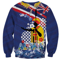 Hawaii King Kamehameha Day Sweatshirt Lei Sea Waves Polynesian Tapa Pattern
