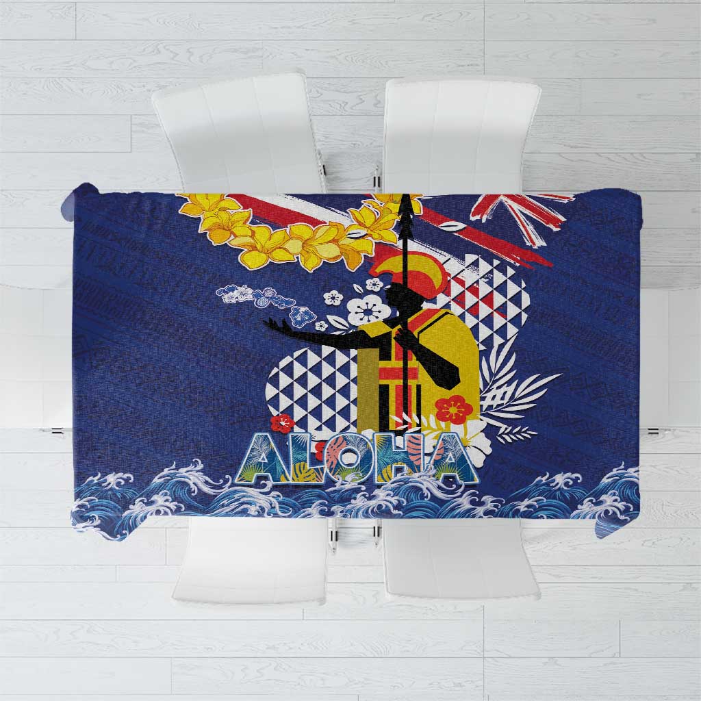 Hawaii King Kamehameha Day Tablecloth Lei Sea Waves Polynesian Tapa Pattern