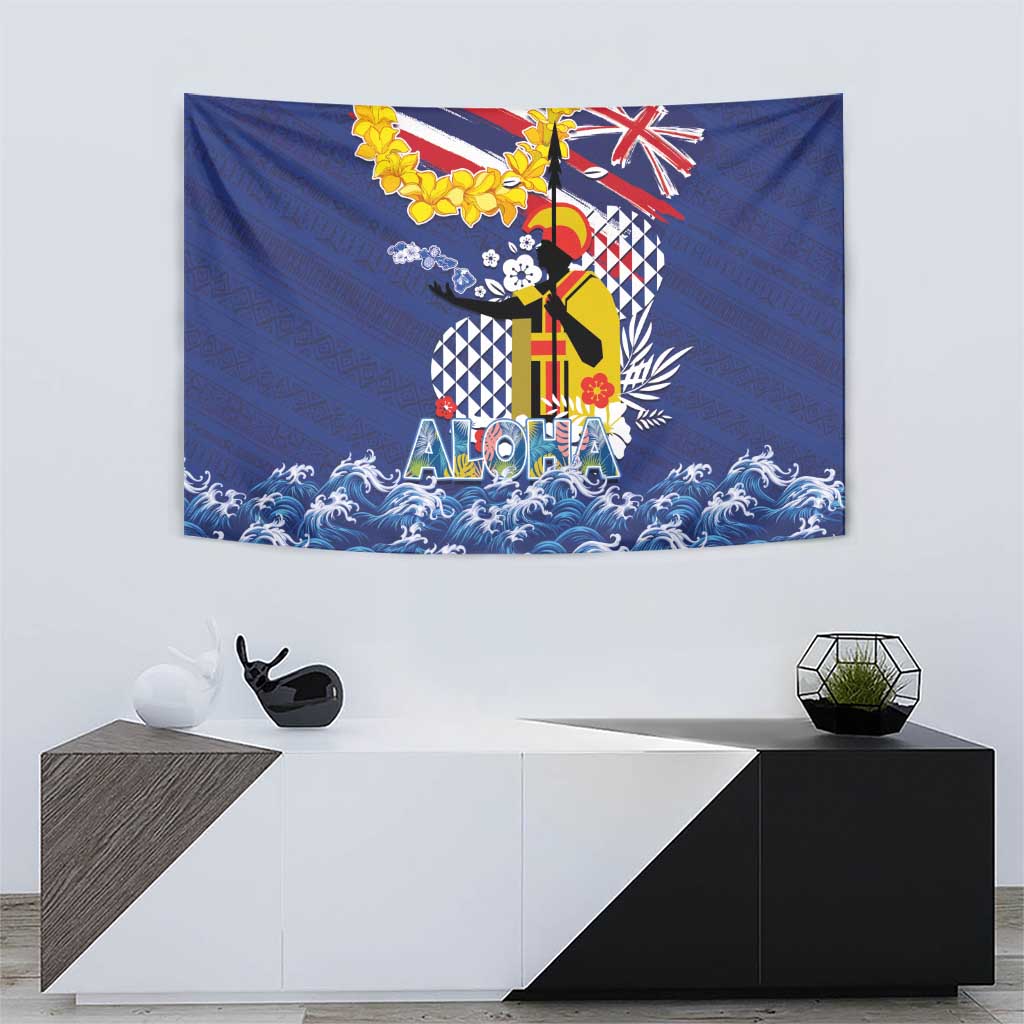 Hawaii King Kamehameha Day Tapestry Lei Sea Waves Polynesian Tapa Pattern