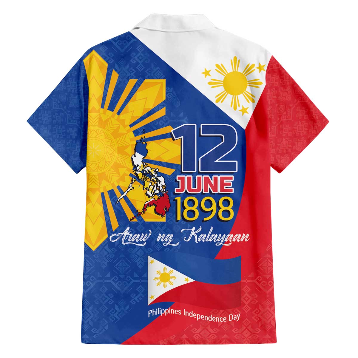 Philippines Independence Day Family Matching Off The Shoulder Long Sleeve Dress and Hawaiian Shirt Araw ng Kalayaan Polynesian Sun and YAKAN Pattern LT03 - Polynesian Pride