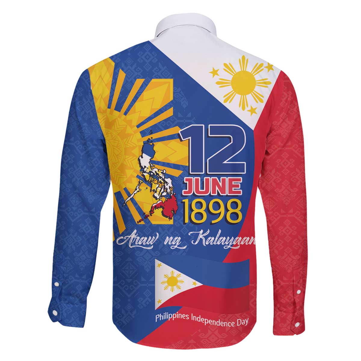 Philippines Independence Day Family Matching Off The Shoulder Long Sleeve Dress and Hawaiian Shirt Araw ng Kalayaan Polynesian Sun and YAKAN Pattern LT03 - Polynesian Pride
