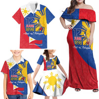 Philippines Independence Day Family Matching Off Shoulder Maxi Dress and Hawaiian Shirt Araw ng Kalayaan Polynesian Sun and YAKAN Pattern