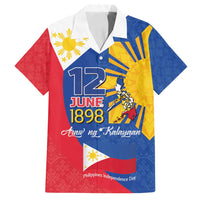 Philippines Independence Day Family Matching Summer Maxi Dress and Hawaiian Shirt Araw ng Kalayaan Polynesian Sun and YAKAN Pattern LT03 Dad's Shirt - Short Sleeve Blue - Polynesian Pride