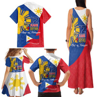 Philippines Independence Day Family Matching Tank Maxi Dress and Hawaiian Shirt Araw ng Kalayaan Polynesian Sun and YAKAN Pattern