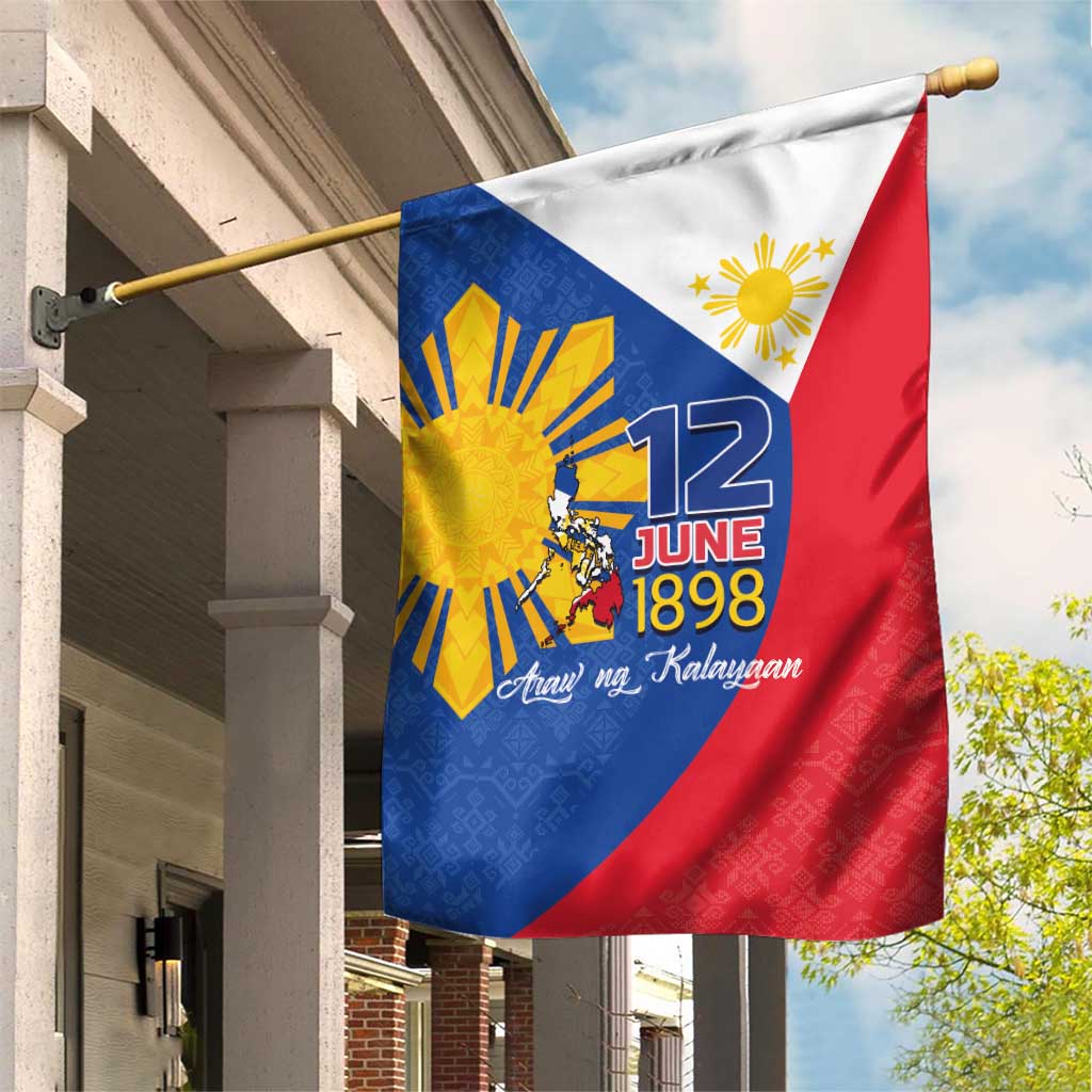 Philippines Independence Day Garden Flag Araw ng Kalayaan Polynesian Sun and YAKAN Pattern