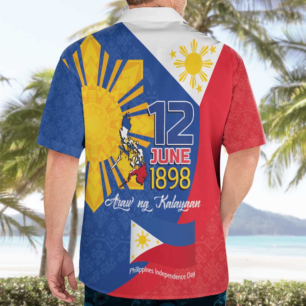 Philippines Independence Day Hawaiian Shirt Araw ng Kalayaan Polynesian Sun and YAKAN Pattern