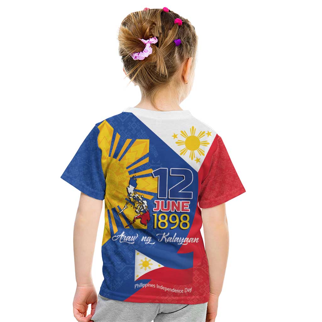 Philippines Independence Day Kid T Shirt Araw ng Kalayaan Polynesian Sun and YAKAN Pattern