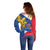 Philippines Independence Day Off Shoulder Sweater Araw ng Kalayaan Polynesian Sun and YAKAN Pattern