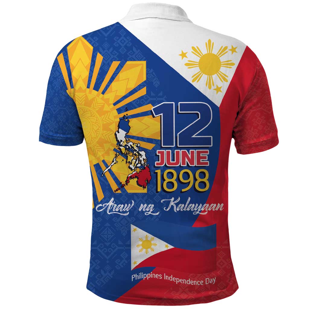Philippines Independence Day Polo Shirt Araw ng Kalayaan Polynesian Sun and YAKAN Pattern