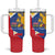 Philippines Independence Day Tumbler With Handle Araw ng Kalayaan Polynesian Sun and YAKAN Pattern
