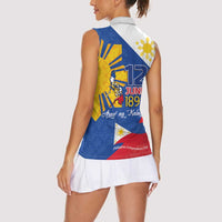 Philippines Independence Day Women Sleeveless Polo Shirt Araw ng Kalayaan Polynesian Sun and YAKAN Pattern