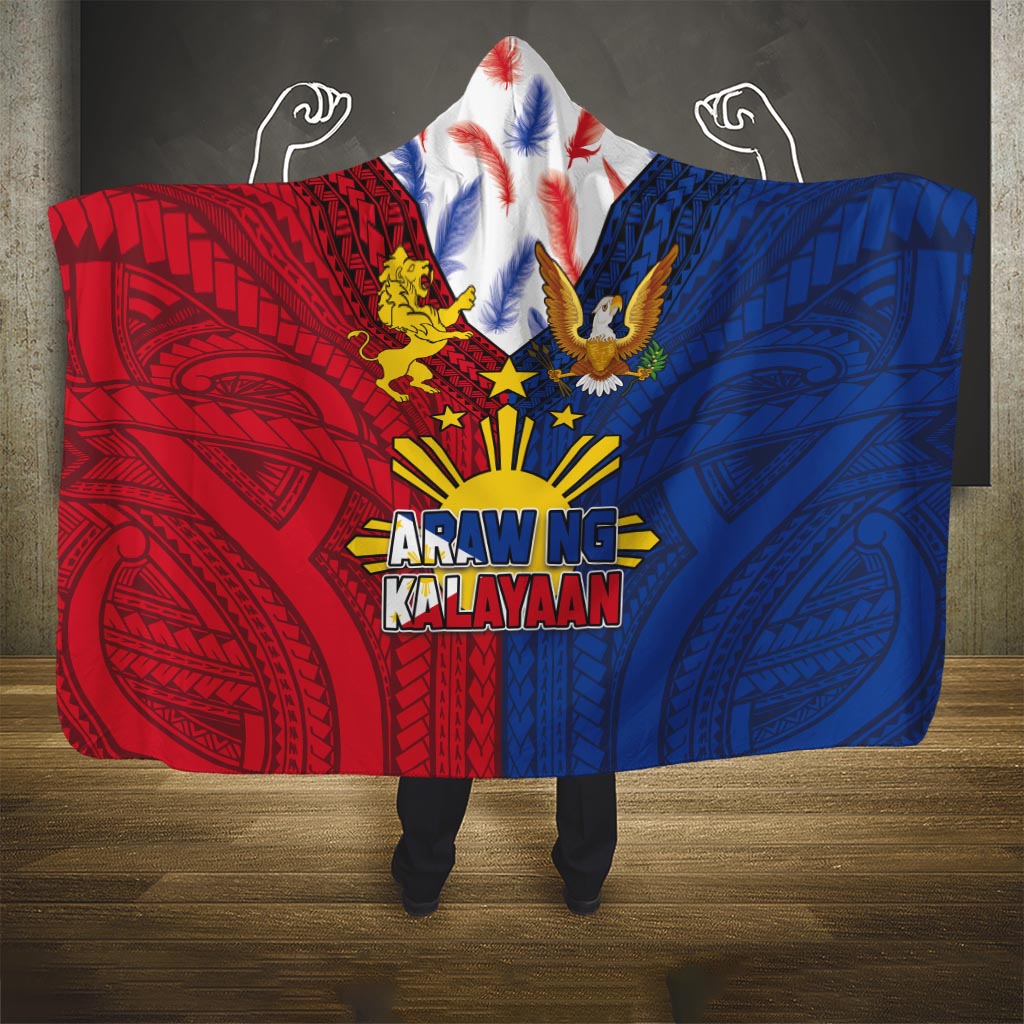 Philippines Independence Day 126th Anniversary Hooded Blanket Polynesian Pattern National Flag Style