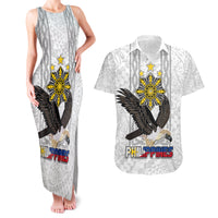 Philippines Eagle Week Couples Matching Tank Maxi Dress and Hawaiian Shirt Polynesian Pattern Barong Style