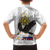 Philippines Eagle Week Family Matching Tank Maxi Dress and Hawaiian Shirt Polynesian Pattern Barong Style