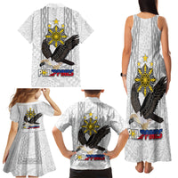 Philippines Eagle Week Family Matching Tank Maxi Dress and Hawaiian Shirt Polynesian Pattern Barong Style