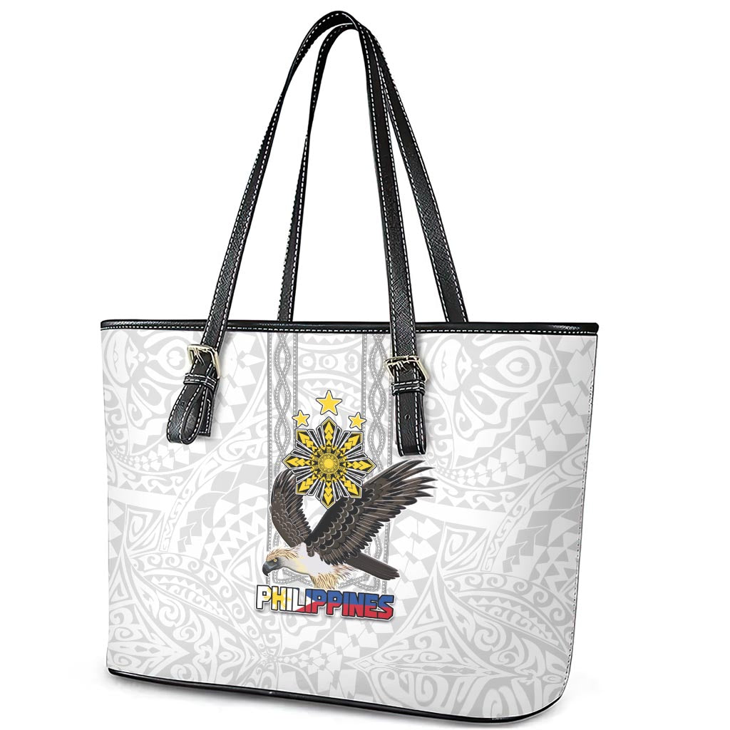 Philippines Eagle Week Leather Tote Bag Polynesian Pattern Barong Style