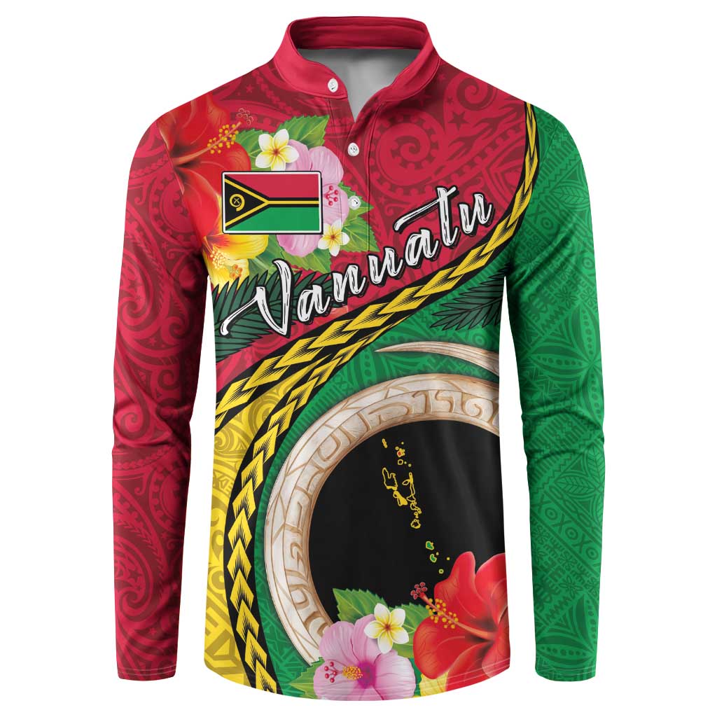 Vanuatu Tribal Boar Tusk Button Sweatshirt Tropical Plants with Namele and Melanesian Pattern