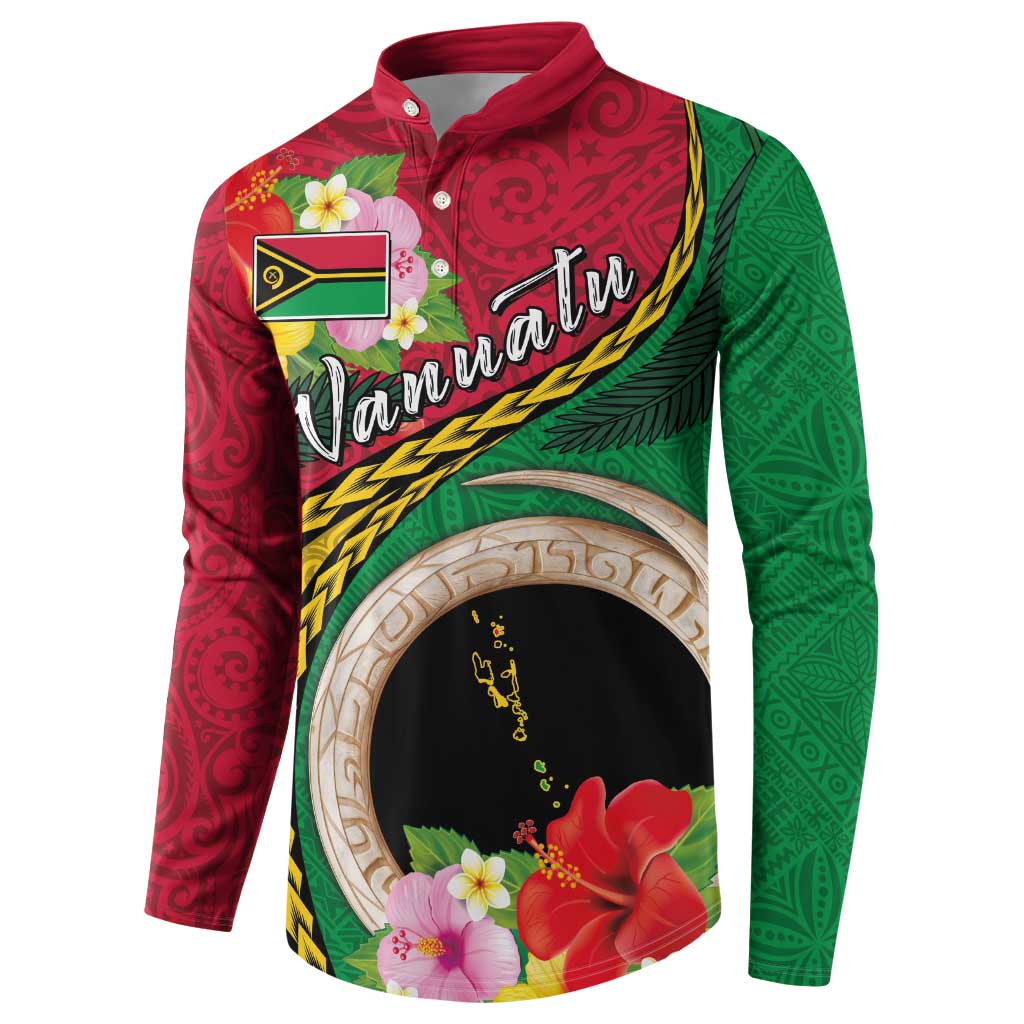 Vanuatu Tribal Boar Tusk Button Sweatshirt Tropical Plants with Namele and Melanesian Pattern
