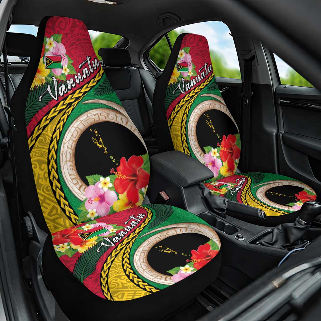 Vanuatu Tribal Boar Tusk Car Seat Cover Tropical Plants with Namele and Melanesian Pattern