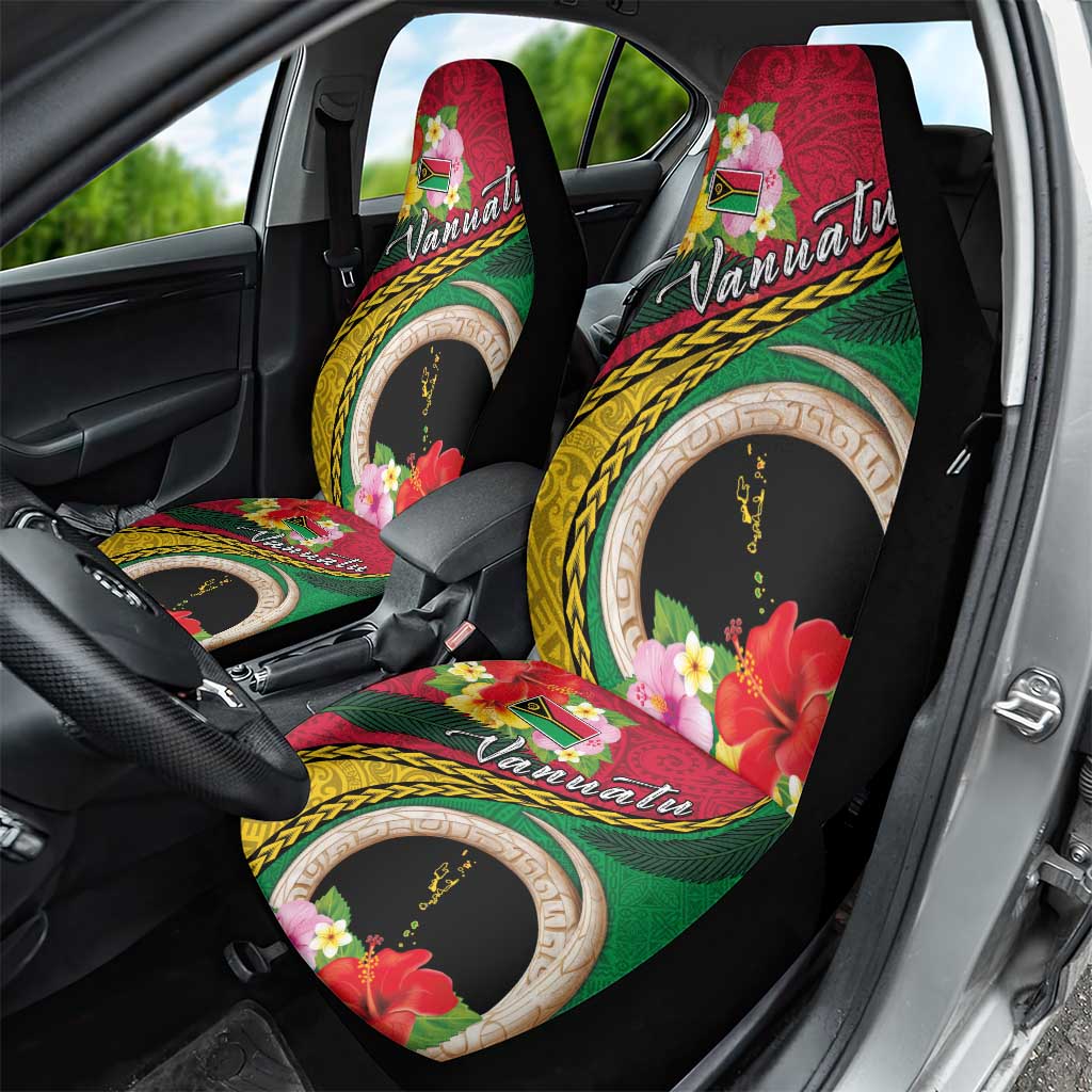 Vanuatu Tribal Boar Tusk Car Seat Cover Tropical Plants with Namele and Melanesian Pattern