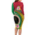 Vanuatu Tribal Boar Tusk Family Matching Long Sleeve Bodycon Dress and Hawaiian Shirt Tropical Plants with Namele and Melanesian Pattern