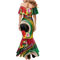 Vanuatu Tribal Boar Tusk Family Matching Mermaid Dress and Hawaiian Shirt Tropical Plants with Namele and Melanesian Pattern