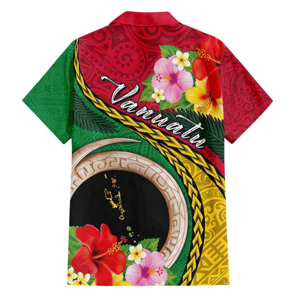 Vanuatu Tribal Boar Tusk Family Matching Short Sleeve Bodycon Dress and Hawaiian Shirt Tropical Plants with Namele and Melanesian Pattern