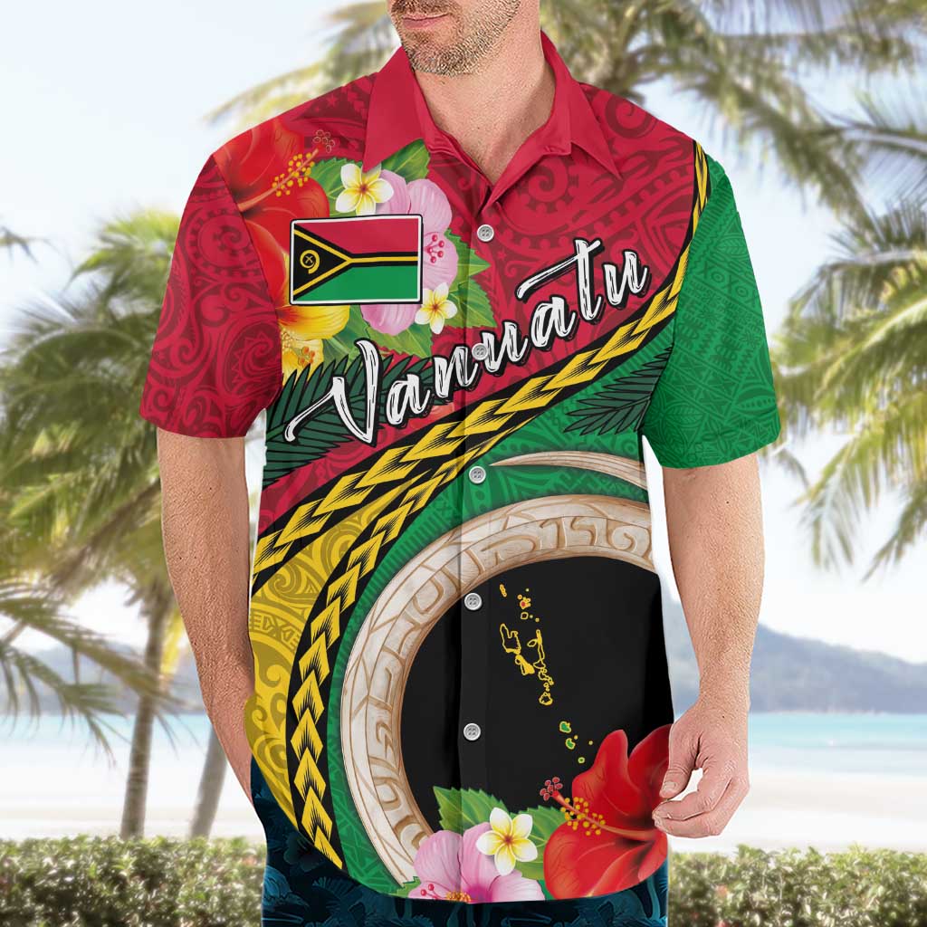 Vanuatu Tribal Boar Tusk Hawaiian Shirt Tropical Plants with Namele and Melanesian Pattern